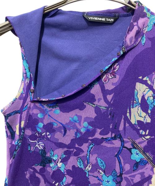 VIVIENNE TAM（ヴィヴィアンタム）VIVIENNE TAM (ヴィヴィアンタム) マオカラーノースリーブブラウス パープルの古着・服飾アイテム