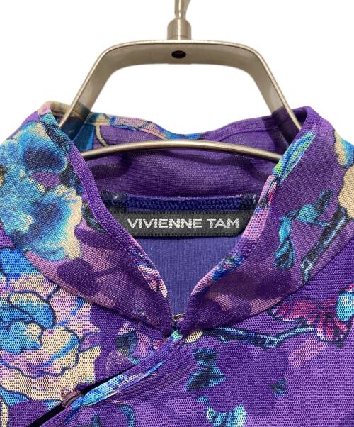 VIVIENNE TAM（ヴィヴィアンタム）VIVIENNE TAM (ヴィヴィアンタム) マオカラーノースリーブブラウス パープルの古着・服飾アイテム