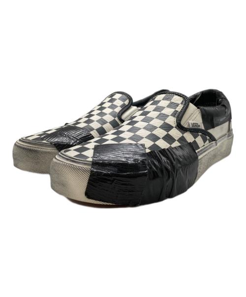 VANS（ヴァンズ）VANS (バンズ) LUX DUCT BLACK CHECKERBOA 加工スリッポン ホワイト×ブラック サイズ:27.0の古着・服飾アイテム