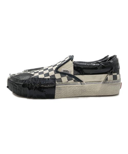 VANS（ヴァンズ）VANS (バンズ) LUX DUCT BLACK CHECKERBOA 加工スリッポン ホワイト×ブラック サイズ:27.0の古着・服飾アイテム