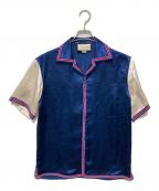 GUCCIグッチ）の古着「Blue GG Star Bowling Shirt ボーリング オープンカラー シャツ」｜ブルー