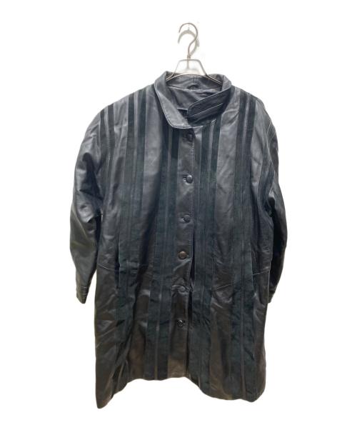 BBL COLLECTION（ビービーエルコレクション）BBL COLLECTION (ビービーエルコレクション) 異素材切替スタンドカラーコート ブラック サイズ:Lの古着・服飾アイテム