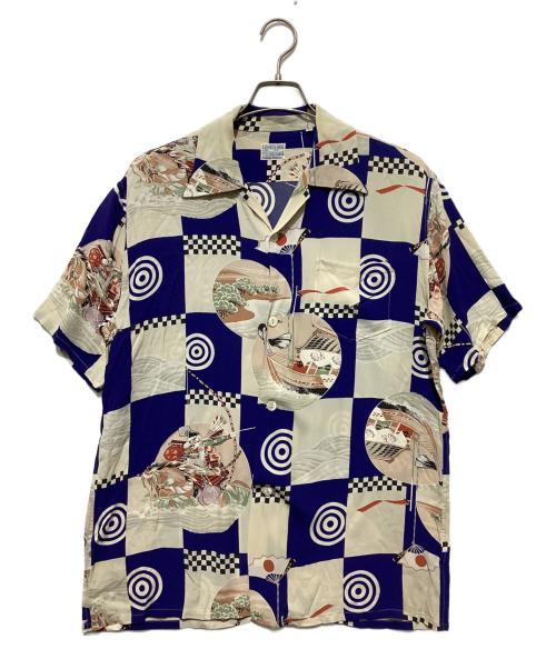 Sun Surf SPECIAL EDITION（サンサーフ・スペシャルエディション）Sun Surf SPECIAL EDITION (サンサーフ・スペシャルエディション) MUSASHI-YA (ムサシヤ) オープンカラーシャツ ホワイト×ネイビー サイズ:Lの古着・服飾アイテム