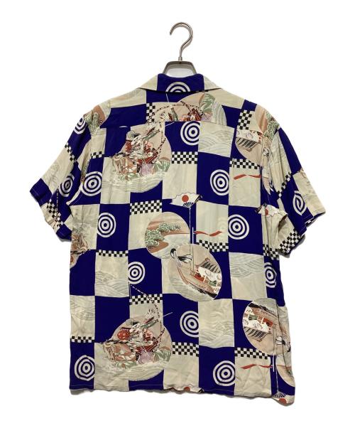 Sun Surf SPECIAL EDITION（サンサーフ・スペシャルエディション）Sun Surf SPECIAL EDITION (サンサーフ・スペシャルエディション) MUSASHI-YA (ムサシヤ) オープンカラーシャツ ホワイト×ネイビー サイズ:Lの古着・服飾アイテム