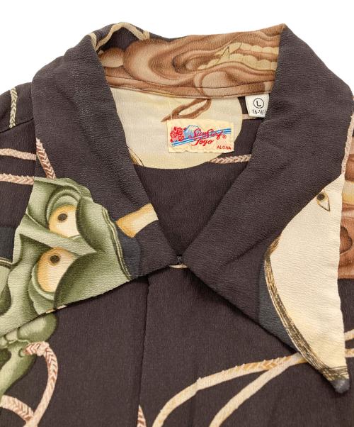 Sun Surf（サンサーフ）Sun Surf (サンサーフ) 般若柄アロハシャツ ブラウン サイズ:Lの古着・服飾アイテム
