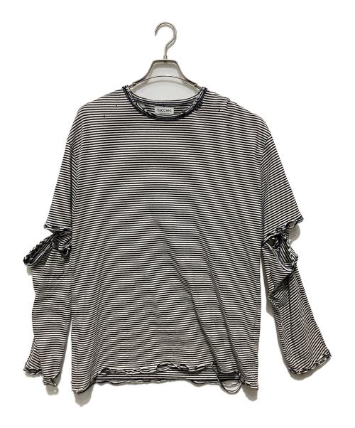 FACCIES（ファッチーズ）FACCIES (ファッチーズ) COTTON BORDER LS ボーダー長袖カットソー ブラック×ホワイト サイズ:2の古着・服飾アイテム