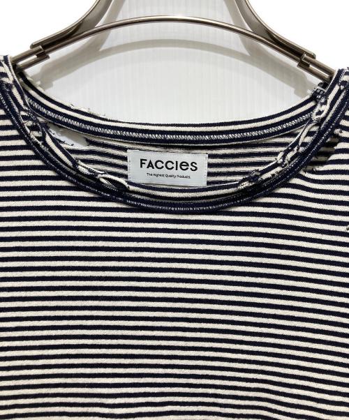 FACCIES（ファッチーズ）FACCIES (ファッチーズ) COTTON BORDER LS ボーダー長袖カットソー ブラック×ホワイト サイズ:2の古着・服飾アイテム