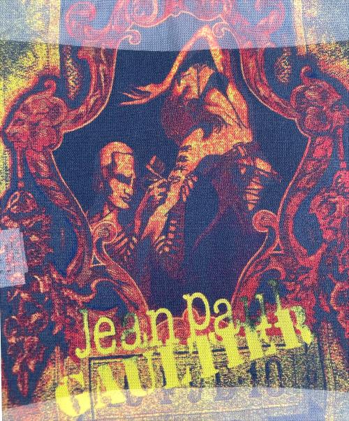 Jean Paul Gaultier FEMME（ジャンポールゴルチエ フェム）Jean Paul GAULTIER FEMME (ジャンポールゴルチェフェム) 彫り師柄 パワーネットホルターネックキャミカットソー イエロー サイズ:40の古着・服飾アイテム