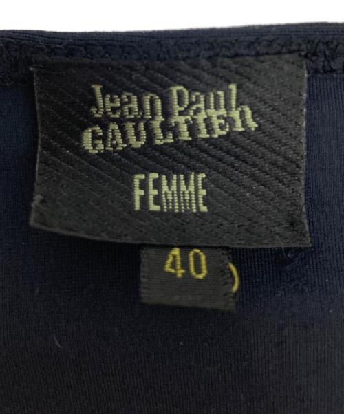 Jean Paul Gaultier FEMME（ジャンポールゴルチエ フェム）Jean Paul GAULTIER FEMME (ジャンポールゴルチェフェム) 彫り師柄 パワーネットホルターネックキャミカットソー イエロー サイズ:40の古着・服飾アイテム