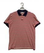 MONCLERモンクレール）の古着「MAGLIA POLO MANICA CORTA ボーダー ポロシャツ」｜ホワイト×レッド