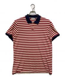 MONCLER（モンクレール）の古着「MAGLIA POLO MANICA CORTA ボーダー ポロシャツ」｜ホワイト×レッド