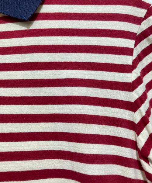 MONCLER（モンクレール）MONCLER (モンクレール) MAGLIA POLO MANICA CORTA ボーダー ポロシャツ ホワイト×レッド サイズ:Lの古着・服飾アイテム