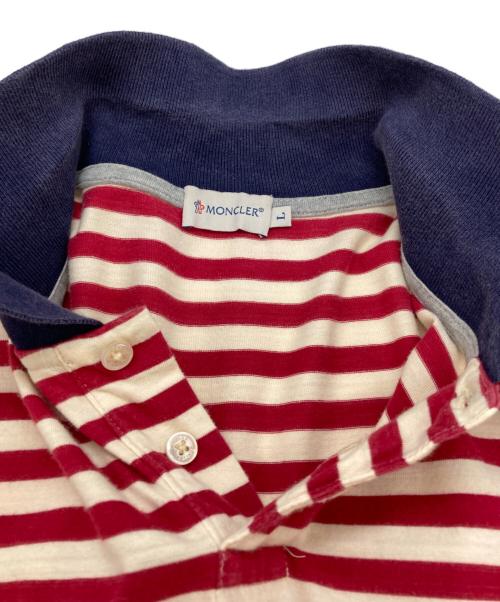 MONCLER（モンクレール）MONCLER (モンクレール) MAGLIA POLO MANICA CORTA ボーダー ポロシャツ ホワイト×レッド サイズ:Lの古着・服飾アイテム