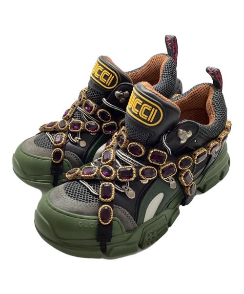 GUCCI（グッチ）GUCCI (グッチ) FLASHTREK ビジュー スニーカー ブラック サイズ:7の古着・服飾アイテム