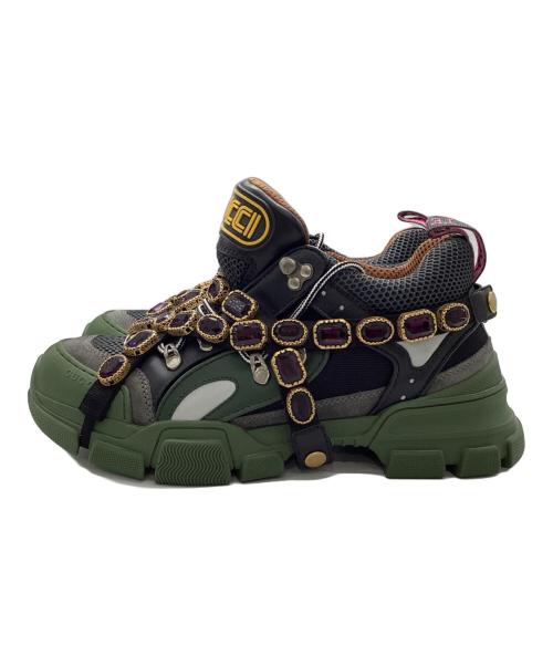 GUCCI（グッチ）GUCCI (グッチ) FLASHTREK ビジュー スニーカー ブラック サイズ:7の古着・服飾アイテム