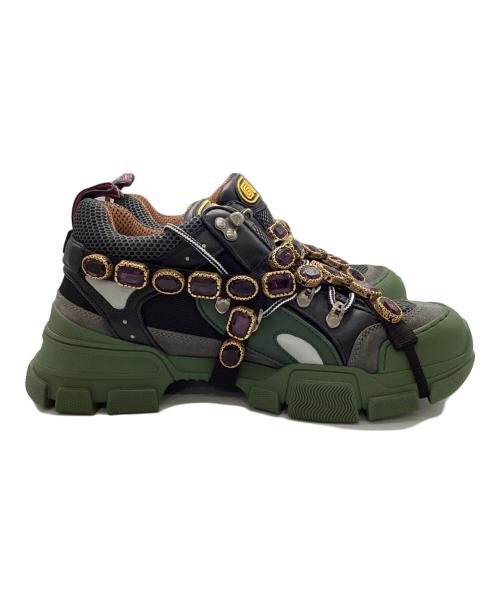 GUCCI（グッチ）GUCCI (グッチ) FLASHTREK ビジュー スニーカー ブラック サイズ:7の古着・服飾アイテム