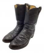 Justin bootジャスティンブーツ）の古着「型押しペコスブーツ」｜ブラック