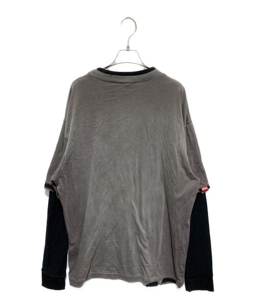 DIESEL（ディーゼル）DIESEL (ディーゼル) レイヤードカットソー グレー サイズ:Mの古着・服飾アイテム