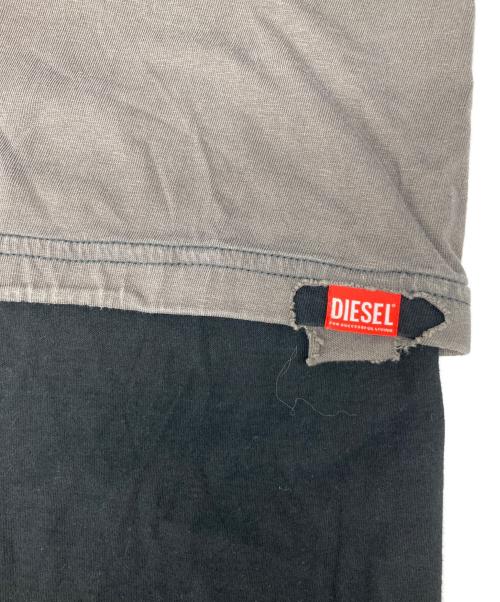 DIESEL（ディーゼル）DIESEL (ディーゼル) レイヤードカットソー グレー サイズ:Mの古着・服飾アイテム
