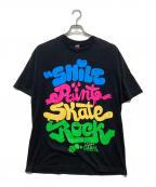 stussyステューシー）の古着「SMILE PAINTE SKATE ROCK TEE スマイルペイントスケートロックTシャツ」｜ブラック