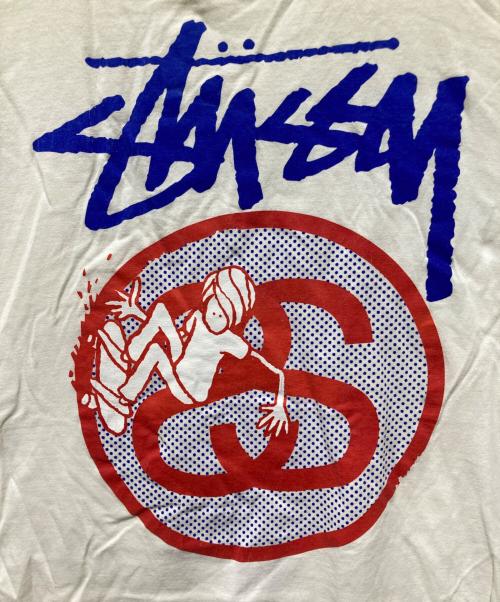 stussy（ステューシー）stussy (ステューシー) スケーター×SSリンクTシャツ ホワイト サイズ:XLの古着・服飾アイテム