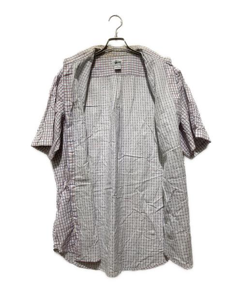 stussy（ステューシー）stussy (ステューシー) 胸ロゴ刺繍チェックシャツ ホワイト×ブルー サイズ:XLの古着・服飾アイテム