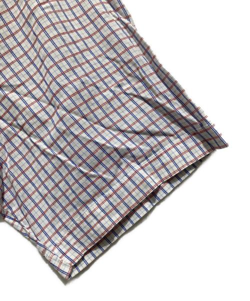 stussy（ステューシー）stussy (ステューシー) 胸ロゴ刺繍チェックシャツ ホワイト×ブルー サイズ:XLの古着・服飾アイテム