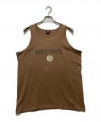 stussyステューシー）の古着「タンクトップ / プリントノースリーブカットソー」｜ブラウン