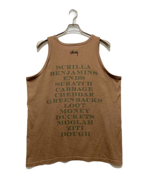 stussy（ステューシー）stussy (ステューシー) タンクトップ / プリントノースリーブカットソー ブラウン サイズ:XLの古着・服飾アイテム