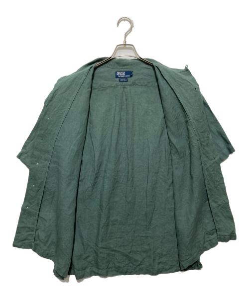 POLO RALPH LAUREN（ポロ・ラルフローレン）POLO RALPH LAUREN (ポロ・ラルフローレン) オープンカラーリネンシャツ グリーン サイズ:XLの古着・服飾アイテム