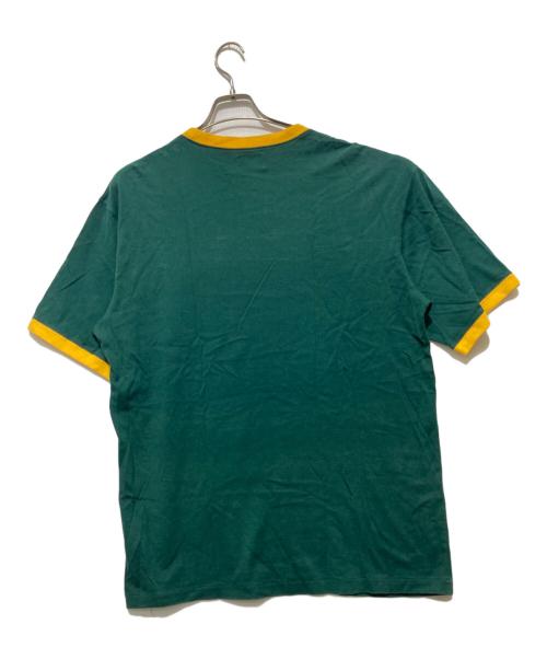 stussy（ステューシー）stussy (ステューシー) リンガーTシャツ  グリーン×イエロー サイズ:XLの古着・服飾アイテム