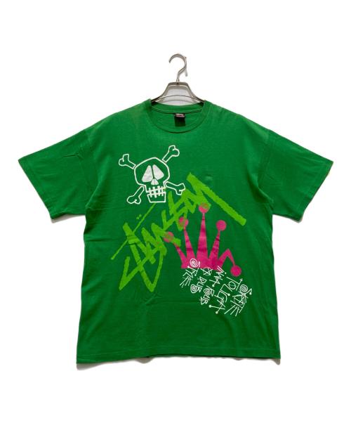 stussy（ステューシー）stussy (ステューシー) RAT PATROL スカルTシャツ / プリントTシャツ グリーン サイズ:XLの古着・服飾アイテム