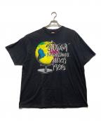 stussyステューシー）の古着「地球儀プリントTシャツ」｜ブラック
