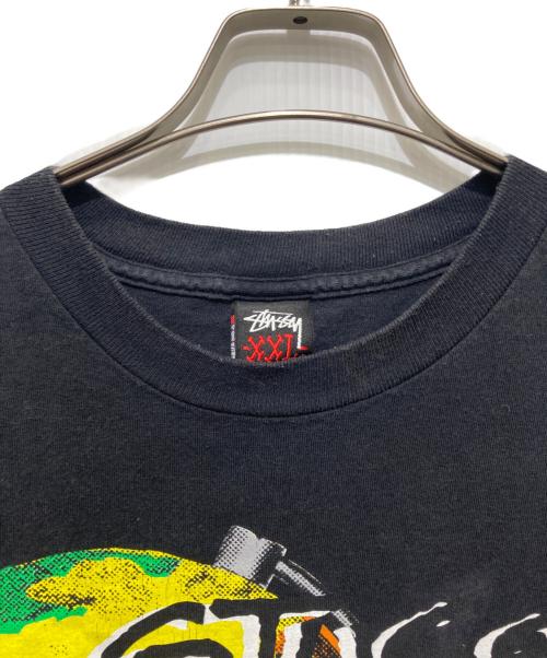 stussy（ステューシー）stussy (ステューシー) 地球儀プリントTシャツ ブラック サイズ:XXLの古着・服飾アイテム