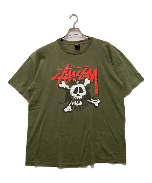 stussy（ステューシー）stussy (ステューシー) スカルTシャツ / プリントTシャツ カーキ サイズ:XLの古着・服飾アイテム