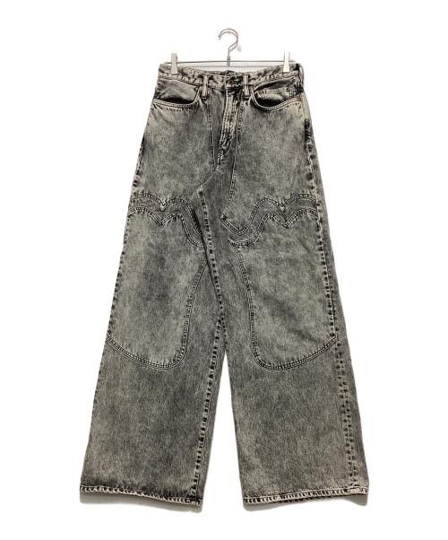 SUGARHILL（シュガーヒル）SUGARHILL (シュガーヒル) ACID WASHED MODERN WESTERN WIDE TROUSERS アシッドウォッシュモダンウエスタンワイドトラウザーデニムパンツ グレー サイズ:32の古着・服飾アイテム