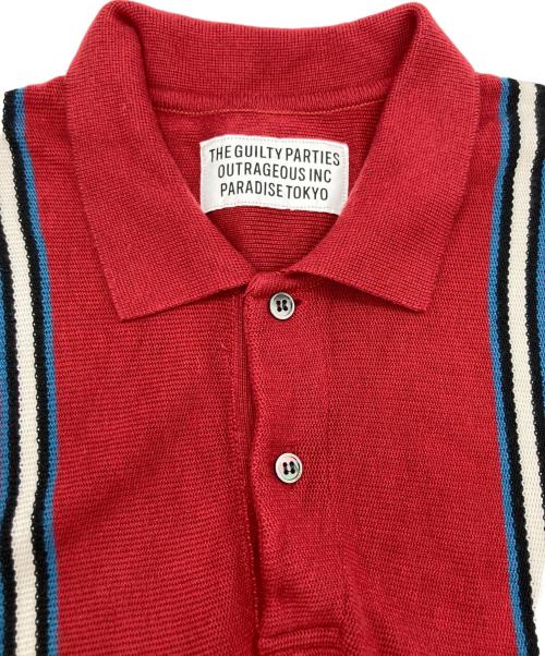 WACKO MARIA（ワコマリア）WACKO MARIA (ワコマリア) 24SS STRIPED KNIT POLO SHIRT レッド サイズ:Mの古着・服飾アイテム