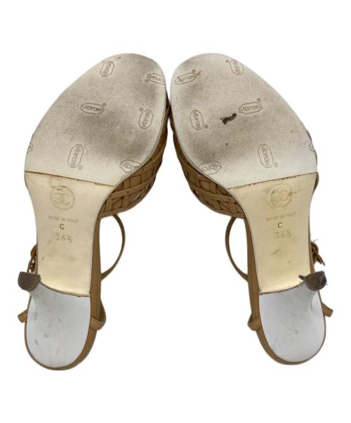 CHANEL（シャネル）CHANEL (シャネル) メッシュレザーココマークストラップサンダル ベージュ サイズ:36 1/2の古着・服飾アイテム