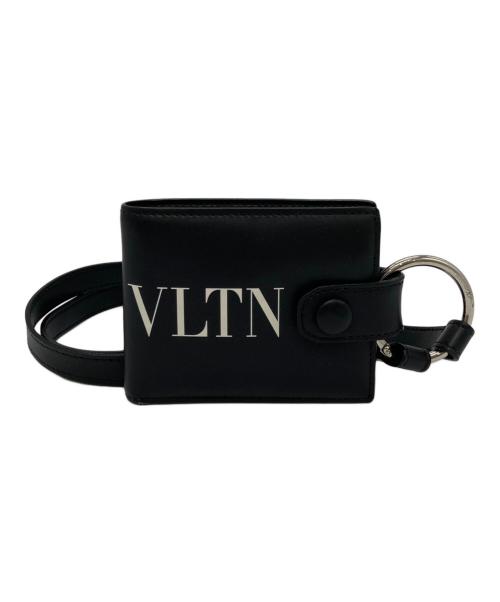 VALENTINO GARAVANI（ヴァレンティノ・ガラヴァーニ）VALENTINO GARAVANI (ヴァレンティノ・ガラヴァーニ) ネックストラップ付2つ折り財布 ブラックの古着・服飾アイテム