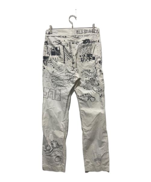 DIESEL（ディーゼル）DIESEL (ディーゼル) グラフィックパンツ ホワイト サイズ:Sの古着・服飾アイテム