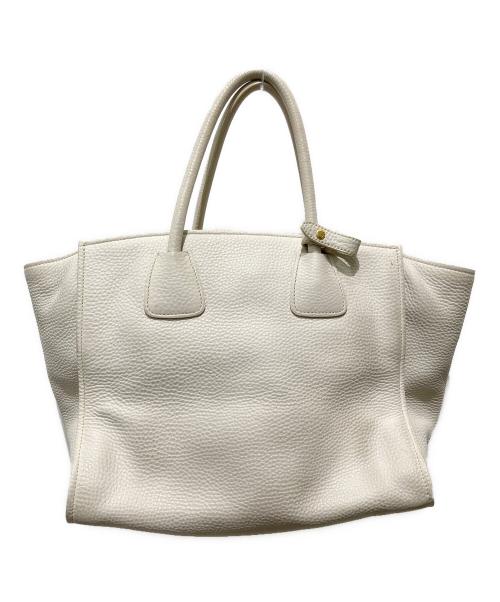 PRADA（プラダ）PRADA (プラダ) 三角ロゴプレート　レザートートバッグ アイボリーの古着・服飾アイテム