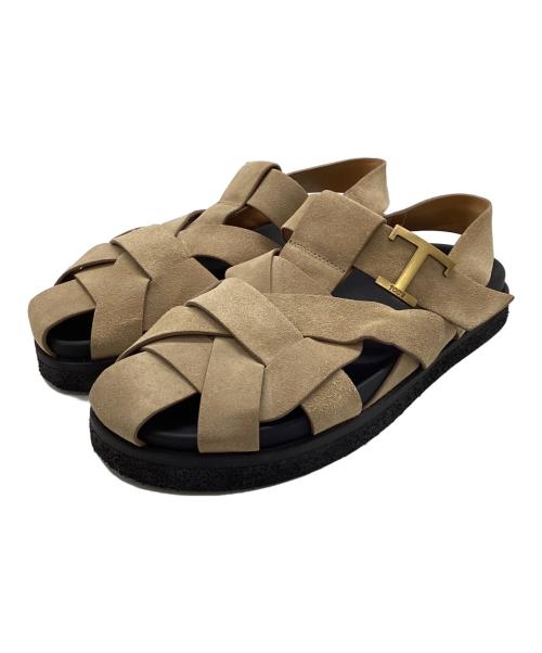 TOD'S（トッズ）TOD'S (トッズ) T Timeless sandals Tタイムレス スエード サンダル ブラウン サイズ:37の古着・服飾アイテム