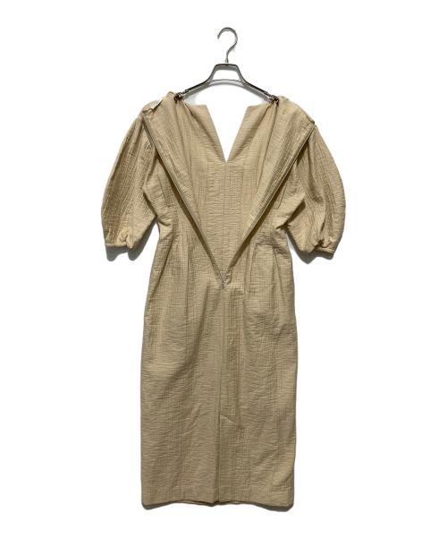 VERMEIL par iena（ヴェルメイユ パー イエナ）VERMEIL par iena (ヴェルメイユ パー イエナ) パフスリーブワンピース ベージュ サイズ:38の古着・服飾アイテム