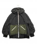 OMMOオーエムエムオー）の古着「VOLUME SLEEVE FOOD BZ/ボリュームスリーブフードブルゾン」｜ブラック×カーキ