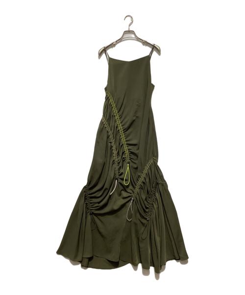 UN3D.（アンスリード）UN3D. (アンスリード) COLOR CODE GATHER CAMI OP カラーコードギャザーワンピース カーキ サイズ:36の古着・服飾アイテム