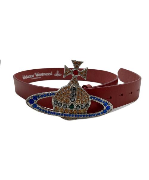 Vivienne Westwood（ヴィヴィアンウエストウッド）Vivienne Westwood (ヴィヴィアンウエストウッド) ラインストーンオーブバックルベルト レッドの古着・服飾アイテム