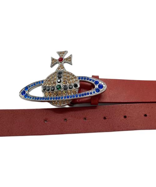 Vivienne Westwood（ヴィヴィアンウエストウッド）Vivienne Westwood (ヴィヴィアンウエストウッド) ラインストーンオーブバックルベルト レッドの古着・服飾アイテム
