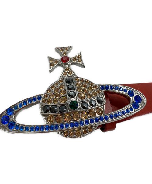 Vivienne Westwood（ヴィヴィアンウエストウッド）Vivienne Westwood (ヴィヴィアンウエストウッド) ラインストーンオーブバックルベルト レッドの古着・服飾アイテム