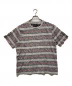 stussy×MTVステューシー×エムティービー）の古着「ジャガードロゴテープTシャツ」｜グレー