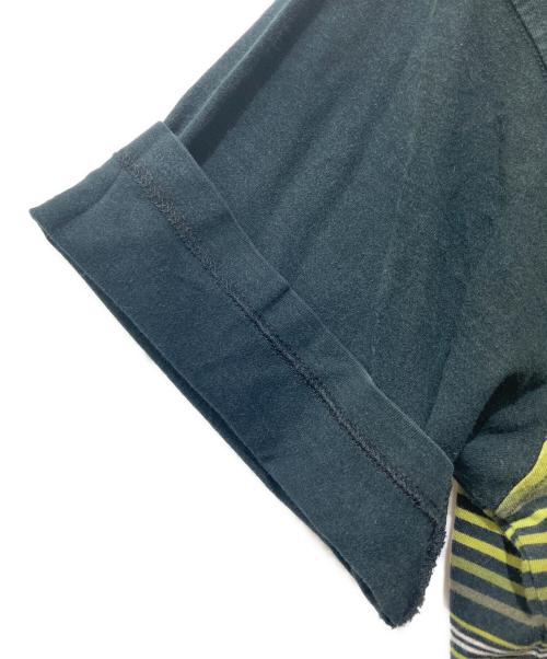 stussy（ステューシー）stussy (ステューシー) ストライプポロシャツ ブラック×グリーン サイズ:XLの古着・服飾アイテム